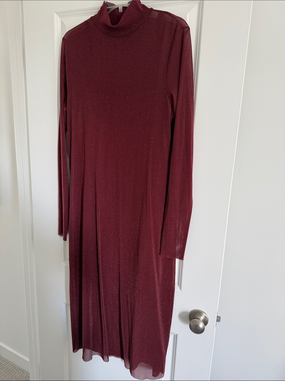 wild fable Long-Sleeve Sparkle Turtleneck Dress - Burgundy